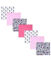Hudson Baby Girl Cotton Poly Flannel Receiving Blankets Bundle, Begonia Pink Floral, One Size