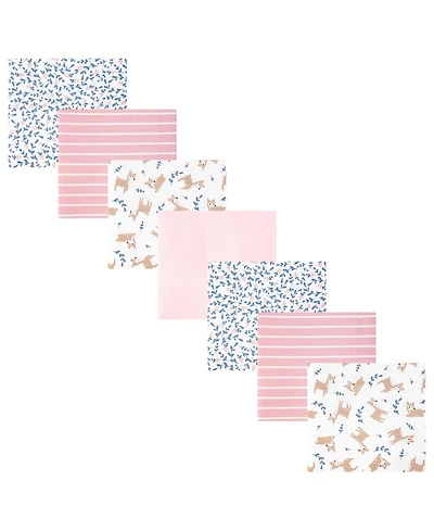Hudson Baby Girl Cotton Poly Flannel Receiving Blankets Bundle 7-Pack, Loves Me Deerly, One Size