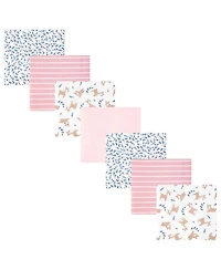 Hudson Baby Girl Cotton Poly Flannel Receiving Blankets Bundle 7-Pack, Loves Me Deerly, One Size