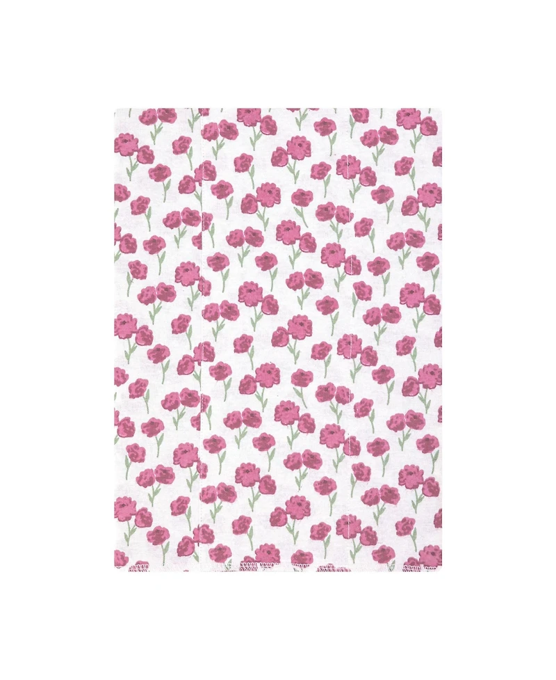 Hudson Baby Girl Cotton Poly Flannel Burp Cloths -Pack, Wild Rose Floral