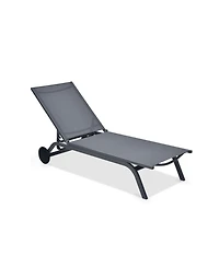 Clihome 6-Position Adjustable Fabric Outdoor Patio Recliner Lounge Chair