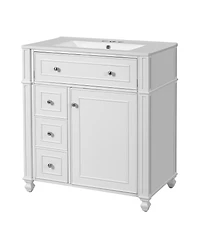 Sillysis Modern Bathroom Vanity with Sink, French Style Cabinet, Soft Close Drawers and Adjustable Storage for Small Spaces