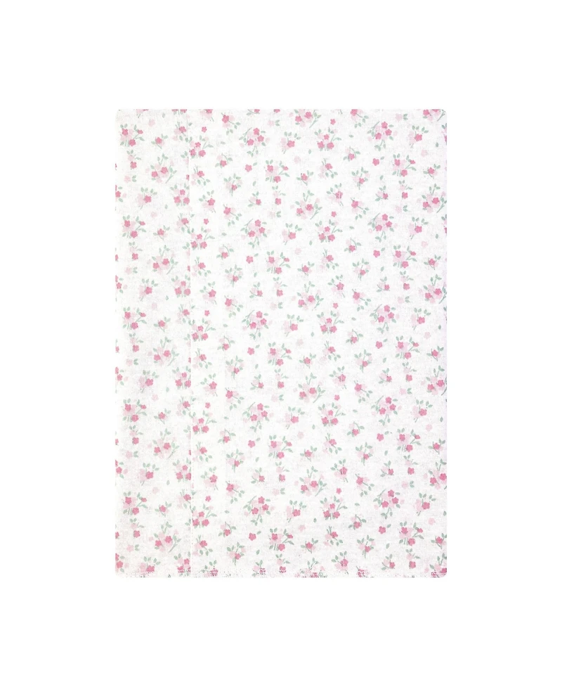 Hudson Baby Girl Cotton Poly Flannel Burp Cloths -Pack, Wispy Wild Flower Bunny
