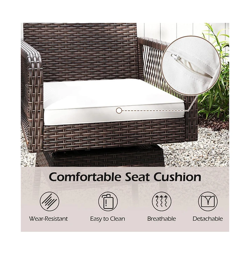 Boyel Living 29 Inches Patio 360degree(s) Swivel Bar Stool with Cross-Woven Armrests and Seat Cushion