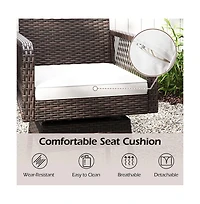 Boyel Living 29 Inches Patio 360degree(s) Swivel Bar Stool with Cross-Woven Armrests and Seat Cushion
