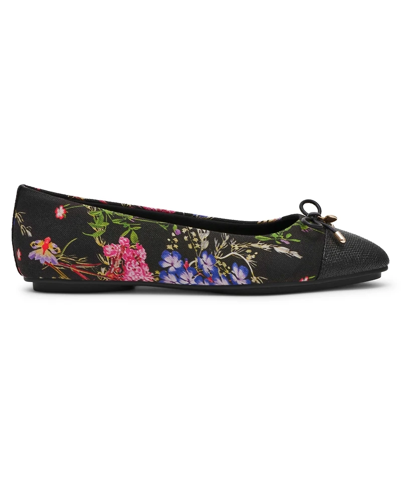 Anne Klein Women's Luci Cap Toe Floral Ballet Flats