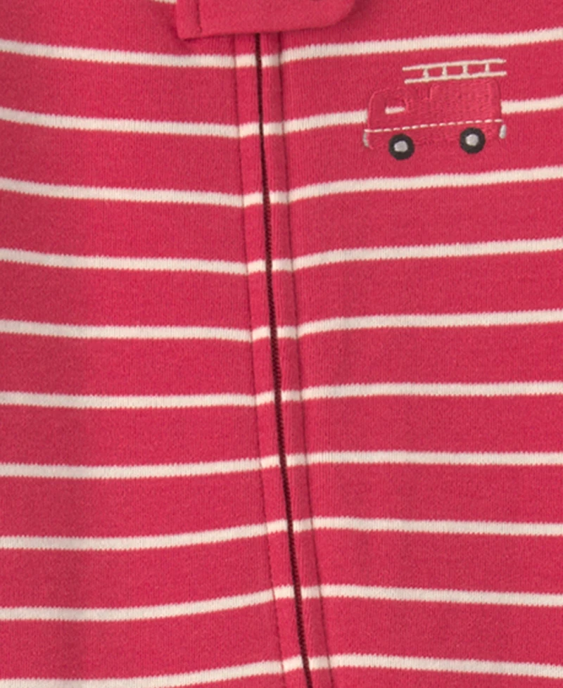 Carter's Baby Boy's Firetruck Striped Snug Fit Sleep & Play