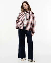 Tommy Hilfiger Women's Cotton-Blend Checked Parka Jacket