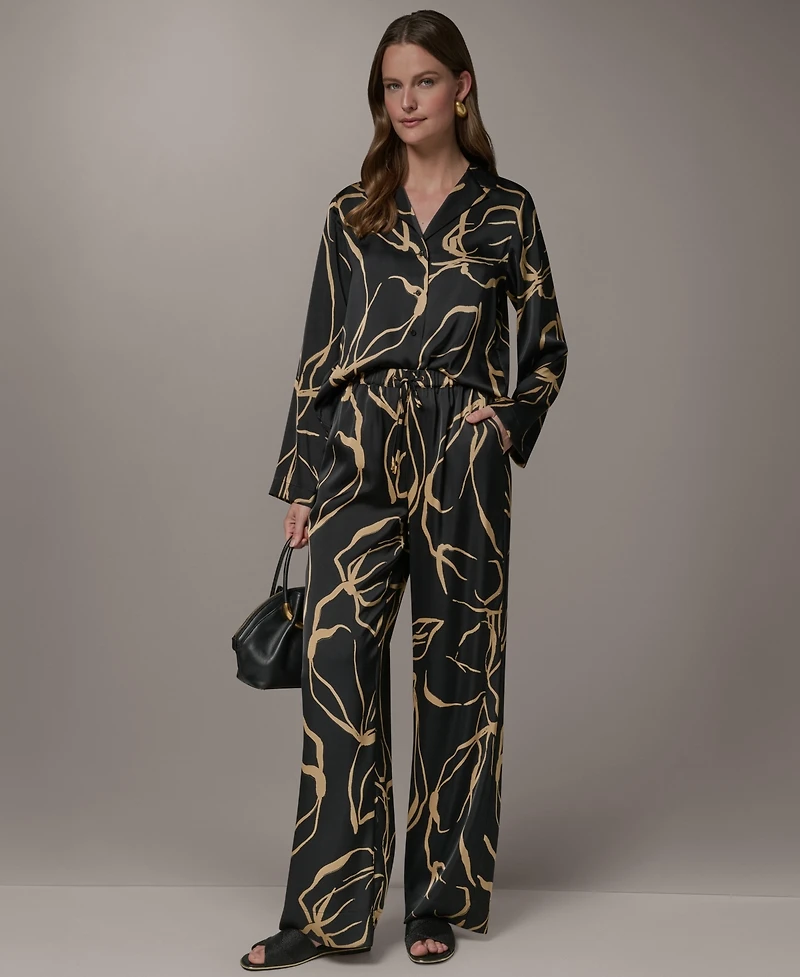 Donna Karan New York Petite Printed Wide-Leg Pants