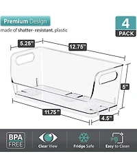 Sorbus 4 Pack Small Narrow Open Front Stackable Storage Bins for Kitchen and Pantry Organization