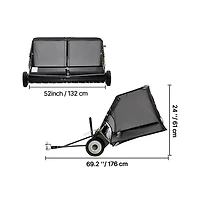 Sugift 52 in Tow Behind Yard Sweeper 26 cube.feet. Large Yard Sweeper