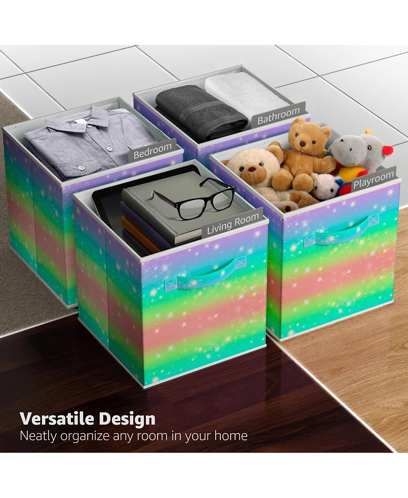 Sorbus 6 Pack 11 Inch Foldable Storage Cubes with Handle- for Organizing Home, Shelves, Nursery, Playroom