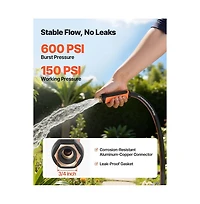 Sugift Garden Hose 75 ft 5/8" Heavy Duty 4-Layer Rubber Water Hose
