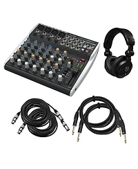 Behringer Xenyx 1202SFX Premium Analog 12-Input Mixer with Usb Interface, Bundle with TAPH100 Headphones, 2x Instrument and Microphone Cables