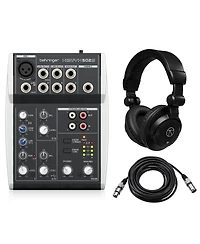 Behringer Xenyx 502S Premium Analog 5-Channel Mixer, Bundle with TAPH100 Headphones and Xlr Microphone Cable