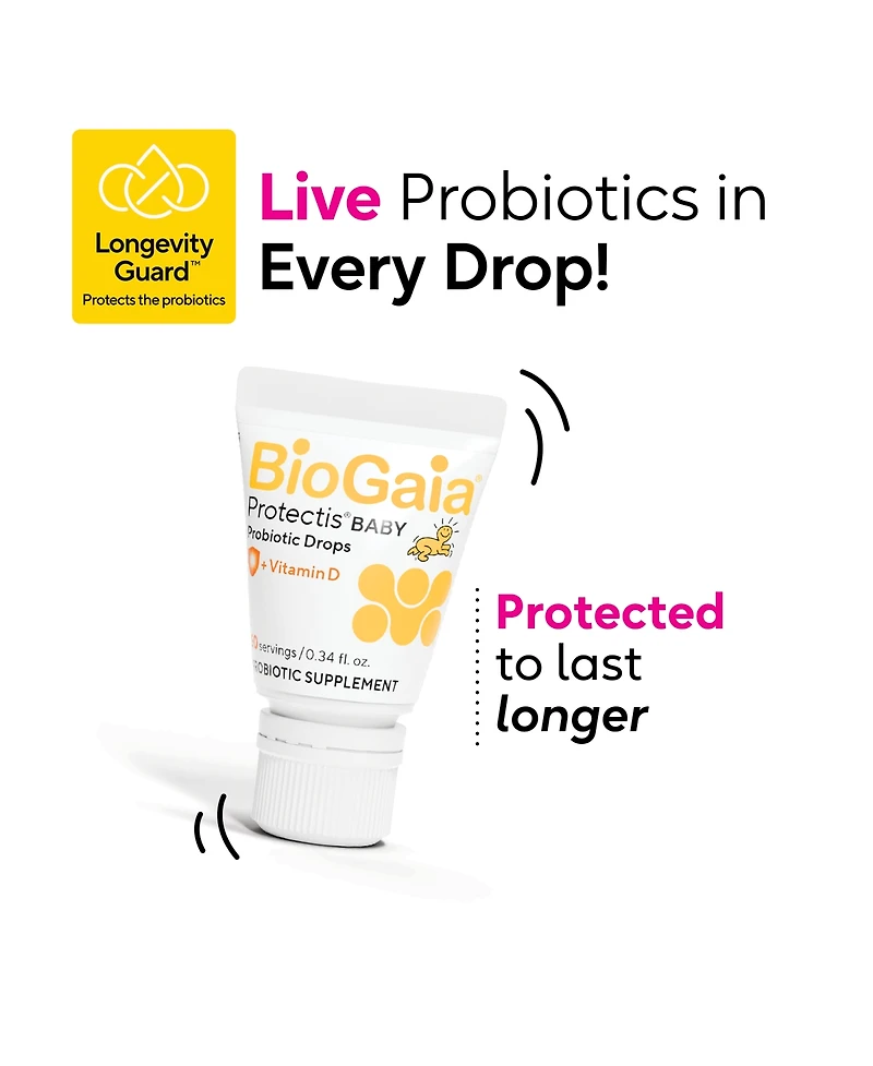 BioGaia Baby Probiotic Drops + Vitamin D | Ease Crying, Colic and Support Immune Health | 50-Day Supply