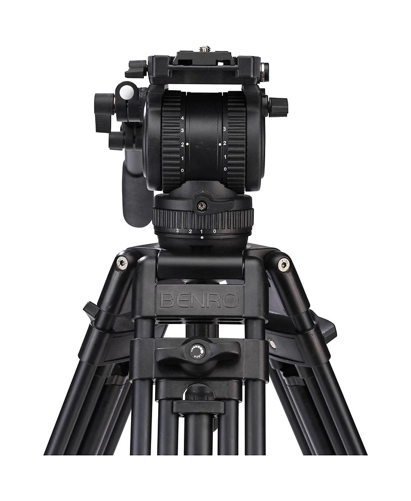 Benro BV8 3-Section Aluminum Alloy Twin Leg Video Tripod with Video Head and ML08 Mid-Level Spreader
