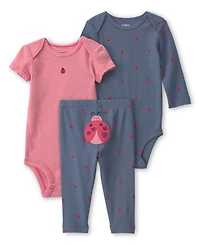 Carter's Baby Girl's Ladybug Bodysuit & Pant 3-Piece Set