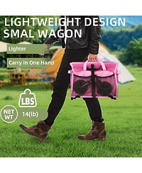 ECHTPeak Lightweight Folding Wagon, with Cup Holders, Portable Grocery Cart, 360lbs Capacity, for Sporting Events, Garden, Shopping