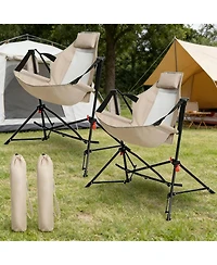 ECHTPeak Hammock Camping Chairs Set of 2, with Adjustable Backrest, Aluminum Alloy, Pillow Cup Holder, for Lawn Camp Fishing Hiking