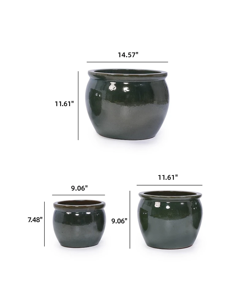 Clihome Handmade Ceramic Plant Pots, Indoor & Outdoor Flower Pots for Tables,Breathable Clay with Drainage Hole
