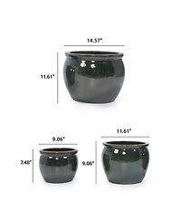 Clihome Handmade Ceramic Plant Pots, Indoor & Outdoor Flower Pots for Tables,Breathable Clay with Drainage Hole