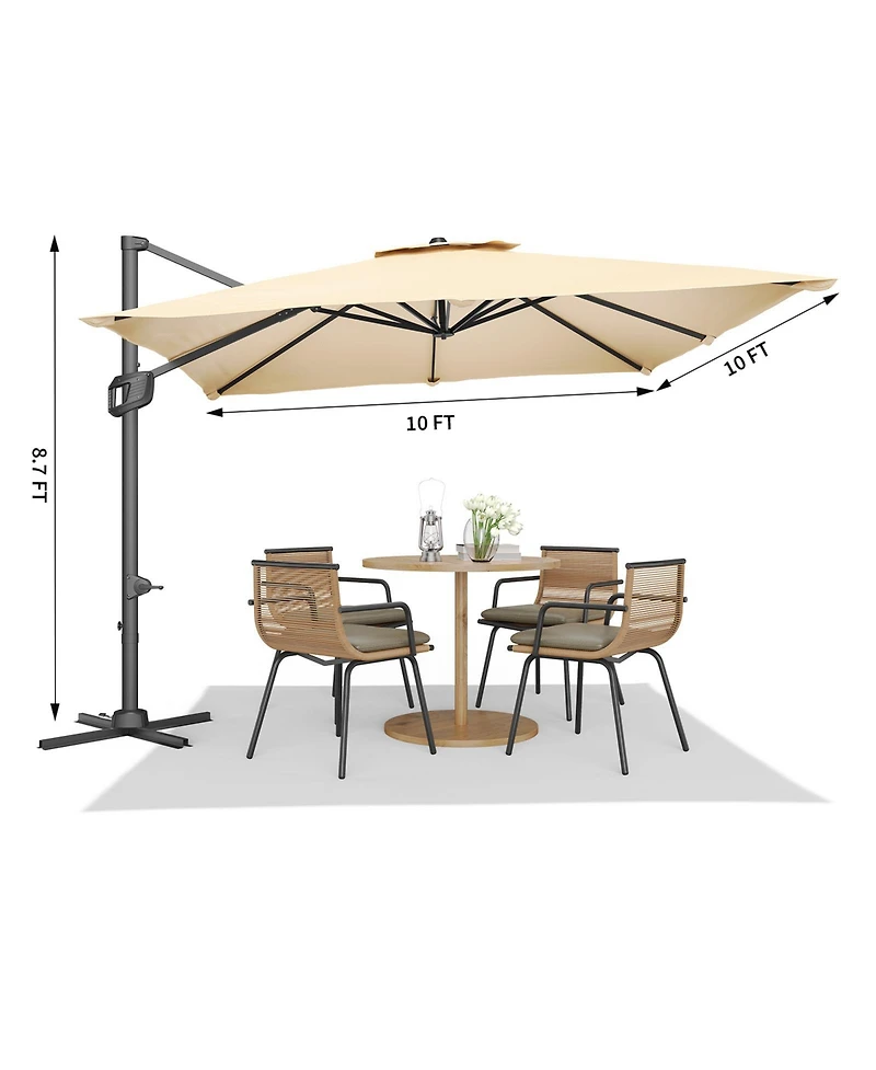 gaomon 10x10FT Heavy Duty Aluminum Cantilever Patio Umbrella
