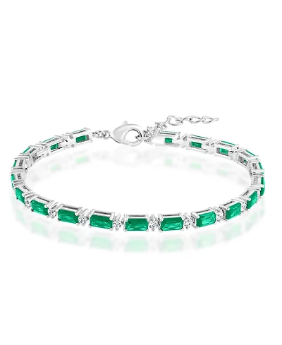 Simona Emerald-Cut and Round Cz Tennis Bracelet
