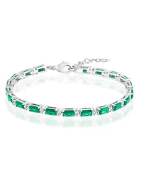 Simona Emerald-Cut and Round Cz Tennis Bracelet