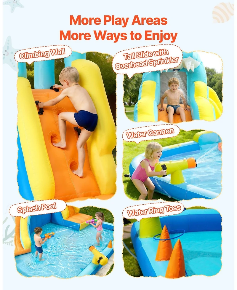 Mecale Bounce House Water Slide with Ring Toss