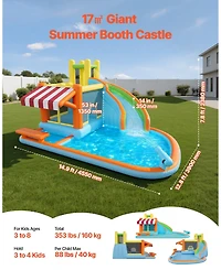 Mecale Bounce House Water Slide 14.9 x 12.8 Ft with Market Booth, Ages 3