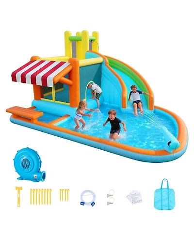 Mecale Bounce House Water Slide 14.9 x 12.8 Ft with Market Booth, Ages 3