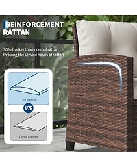GarveeLife 3-Piece Outdoor Wicker Conversation Set with Cushions and Tempered Glass Table for Patio, Balcony, Porch or Garden