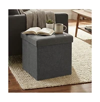 Slickblue Foldable Storage Footrest Stool Bench with Hidden Organizer Space