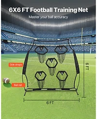 Mecale 6 x 6 Ft Football Throwing Net with 5 Pockets