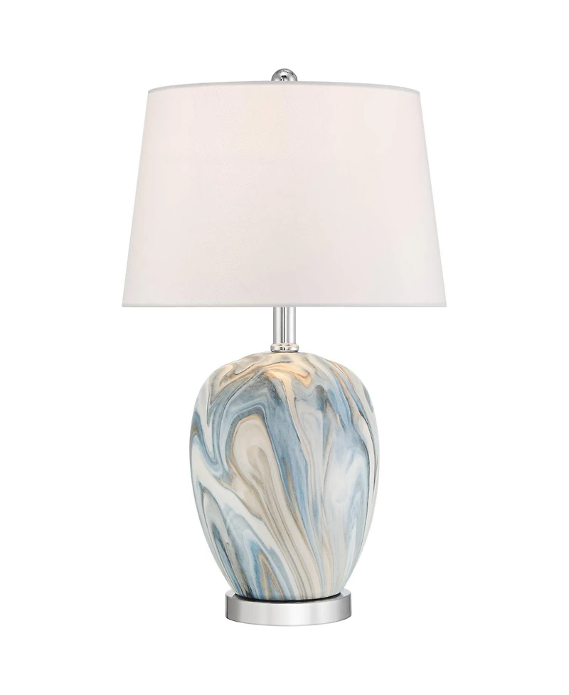 360 Lighting Travis Small Modern Coastal Accent 3-Way Table Lamp Marble Finish Ceramic Single Living Room Bedroom
