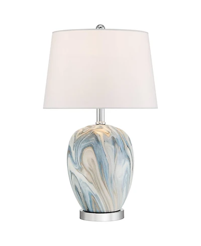 360 Lighting Travis Small Modern Coastal Accent 3-Way Table Lamp Marble Finish Ceramic Single Living Room Bedroom