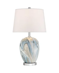360 Lighting Travis Small Modern Coastal Accent 3-Way Table Lamp Marble Finish Ceramic Single Living Room Bedroom