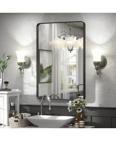 Apmir High-Strength Tempered Glass and Aluminum Alloy Framed Wall Decor Bathroom Vanity Mirror