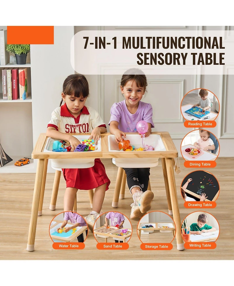 Mecale Wooden Sensory Table and 2 Chairs Set for Toddlers, Ages 3