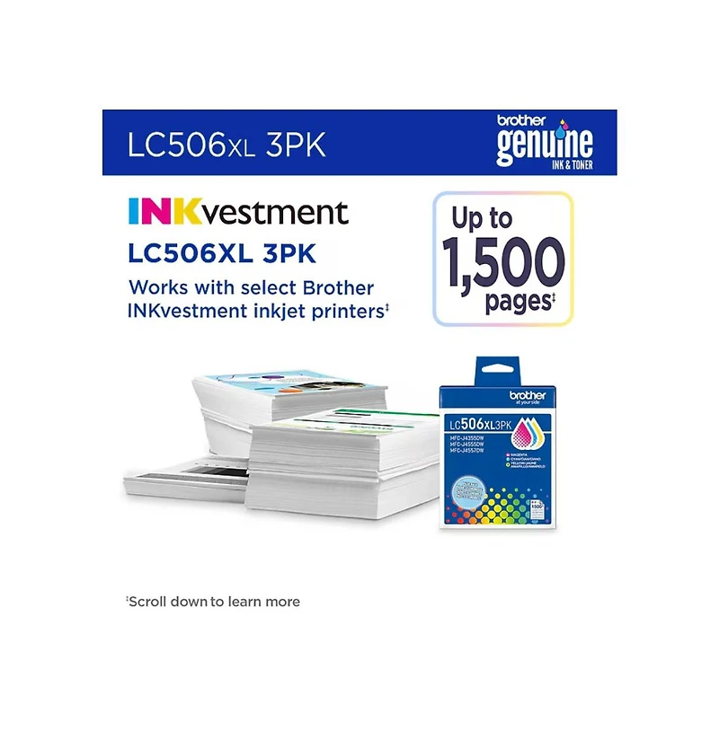 Brother Genuine 3-Pack High Yield Color Ink Cartridges