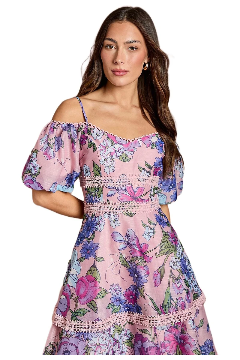 Coast Women's Printed Lace Midi Dress