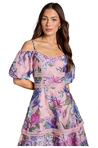 Coast Women's Printed Lace Midi Dress