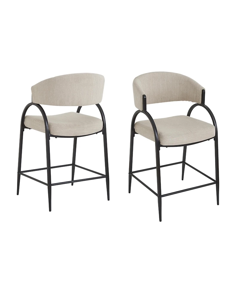 flynama Modern Fabric Bar Stools Set of 2 with Back, Metal Frame