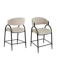 flynama Modern Fabric Bar Stools Set of 2 with Back, Metal Frame