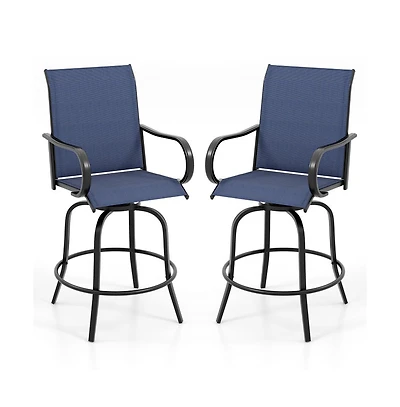 Boyel Living 2 Pieces 360 Rotating Bar Stool Set with Armrests for Patio