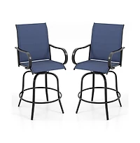 Boyel Living 2 Pieces 360 Rotating Bar Stool Set with Armrests for Patio