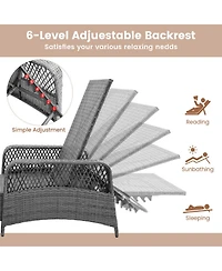 Sugift Outdoor Chaise Lounge Chair Patio Recliner with 6-Level Backrest