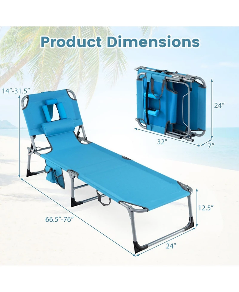 Sugift Folding Tanning Chair with Face and Arm Holes