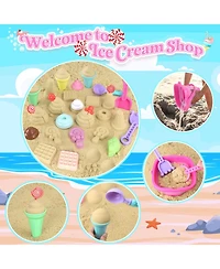 Gnuadz 19-piece Collapsible Beach Toys Sand Bucket Shovels Mesh Bag Molds Ice Cream Sandbox Kids